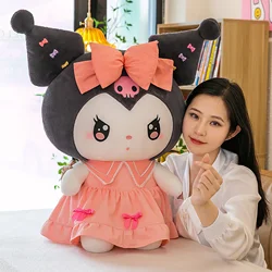 Muñeco de peluche de Sanrio Melody Kuromi para niña, juguete de felpa suave de 60cm, falda de princesa Kawaii, Lolita, almohada de conejo, regalo