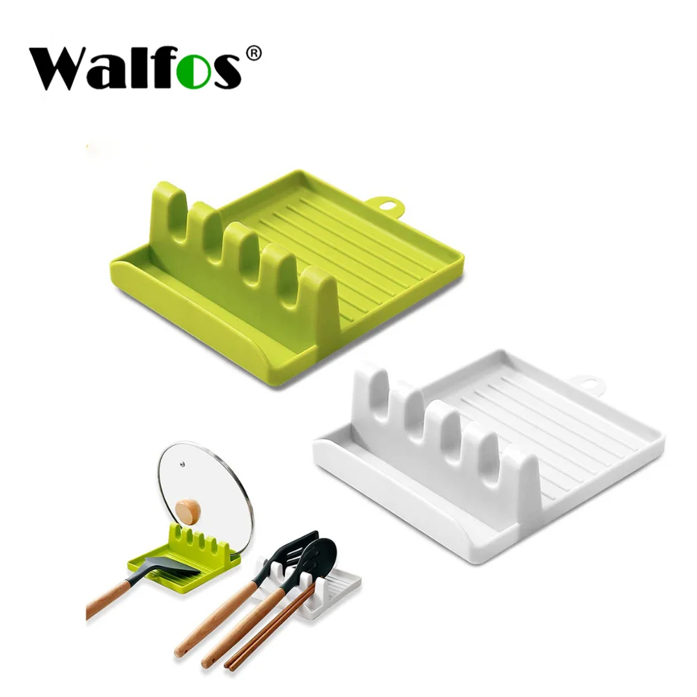 WALFOS Spoon Fork Stand Spatula Rack Plastic Kitchen Storage Organizer Spoon Rest Chopsticks Pot Lid Holder Non-slip Spoon Pad