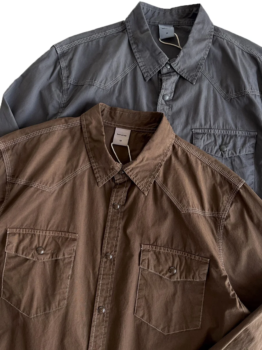 

Retro American Style Long Sleeve Pure Cotton Loose Fit Collared Men's Shirt Workwear Jacket Thin Outerwear City Walk Outdoor