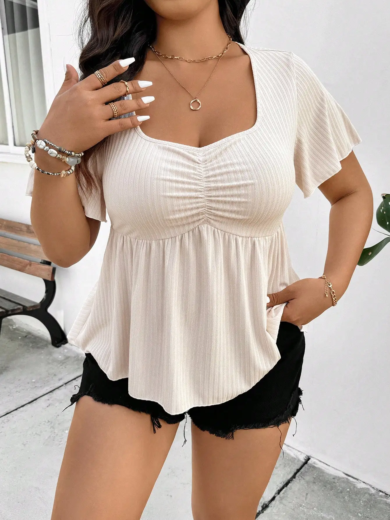 Новый стиль, модная повседневная женская классическая рубашка большого размера с круглым вырезом и короткими рукавами