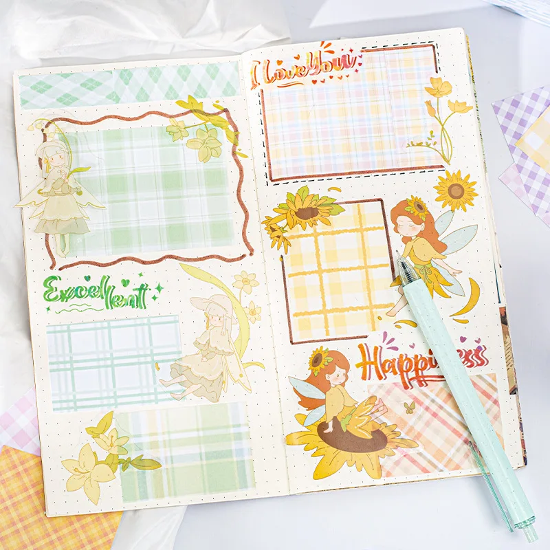 Basic Plaid Notepad Decorative Memo Pad DIY Scrapbooking Material Paper Message Notes Paper Kawaii School Stationery