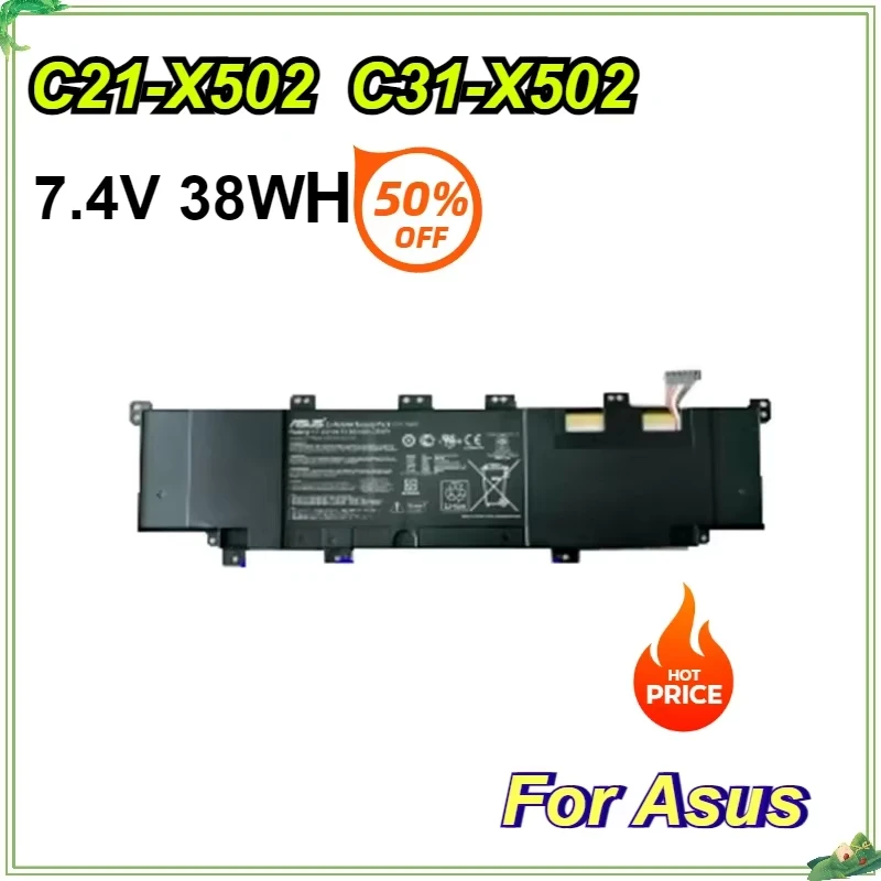 C21-X502 Laptop Battery for ASUS X502 X502C Pu500c Pu500ca V500c S500ca 0b200-00320300m C31-X502  7.4V 38Wh