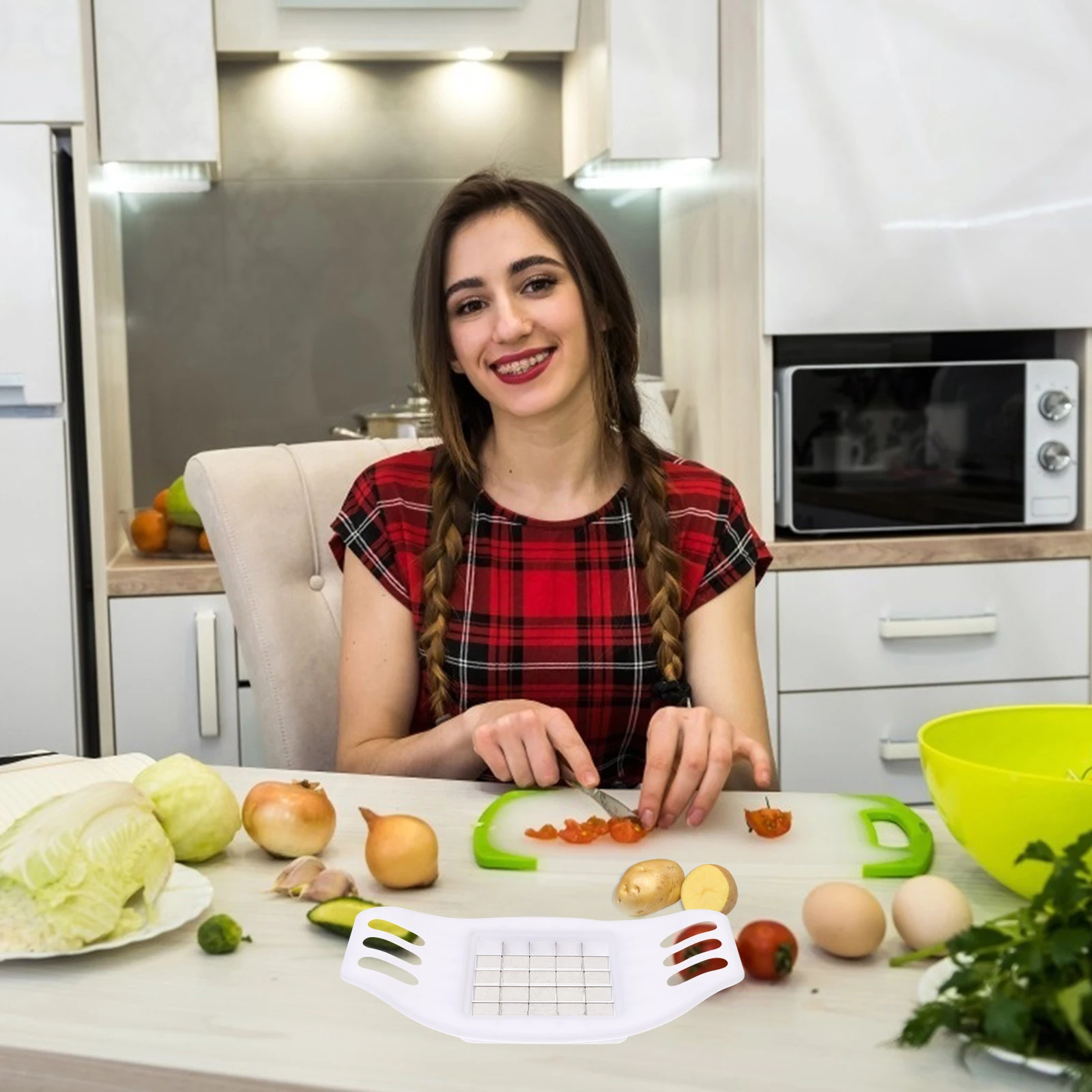 

Stainless Steel French Fry Cutter 18x102x2cm Orange Potato Chips Cutter for Vegetables Fruits Fast Slicing Kitchen Tool