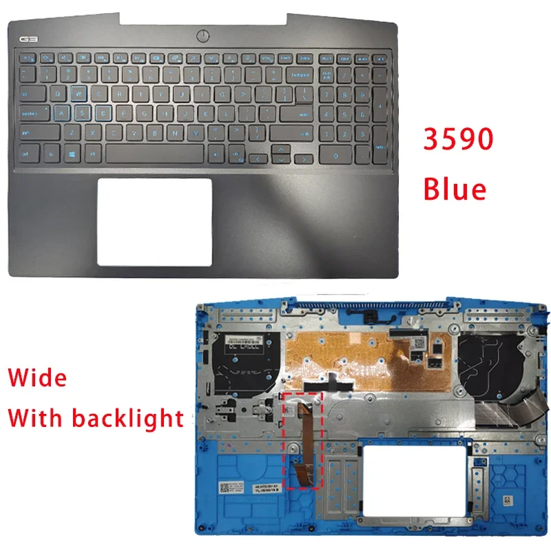 Original New Laptop US Keyboard For Dell G3 15 3500 3590 P89F Palmrest Upper Cover Top Case Replacement Keyboard Backlight