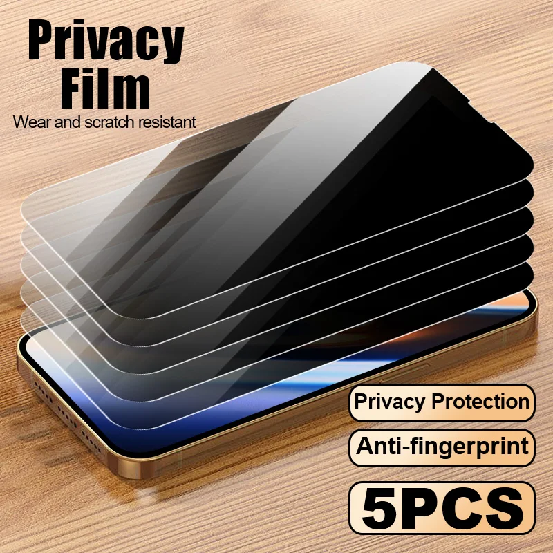 

5pcs Phone Screen Protector Privacy Tempered Glass For IPhone 16 15 Plus Glass Smartphone Protective Film 14 13 12 11 Pro Max