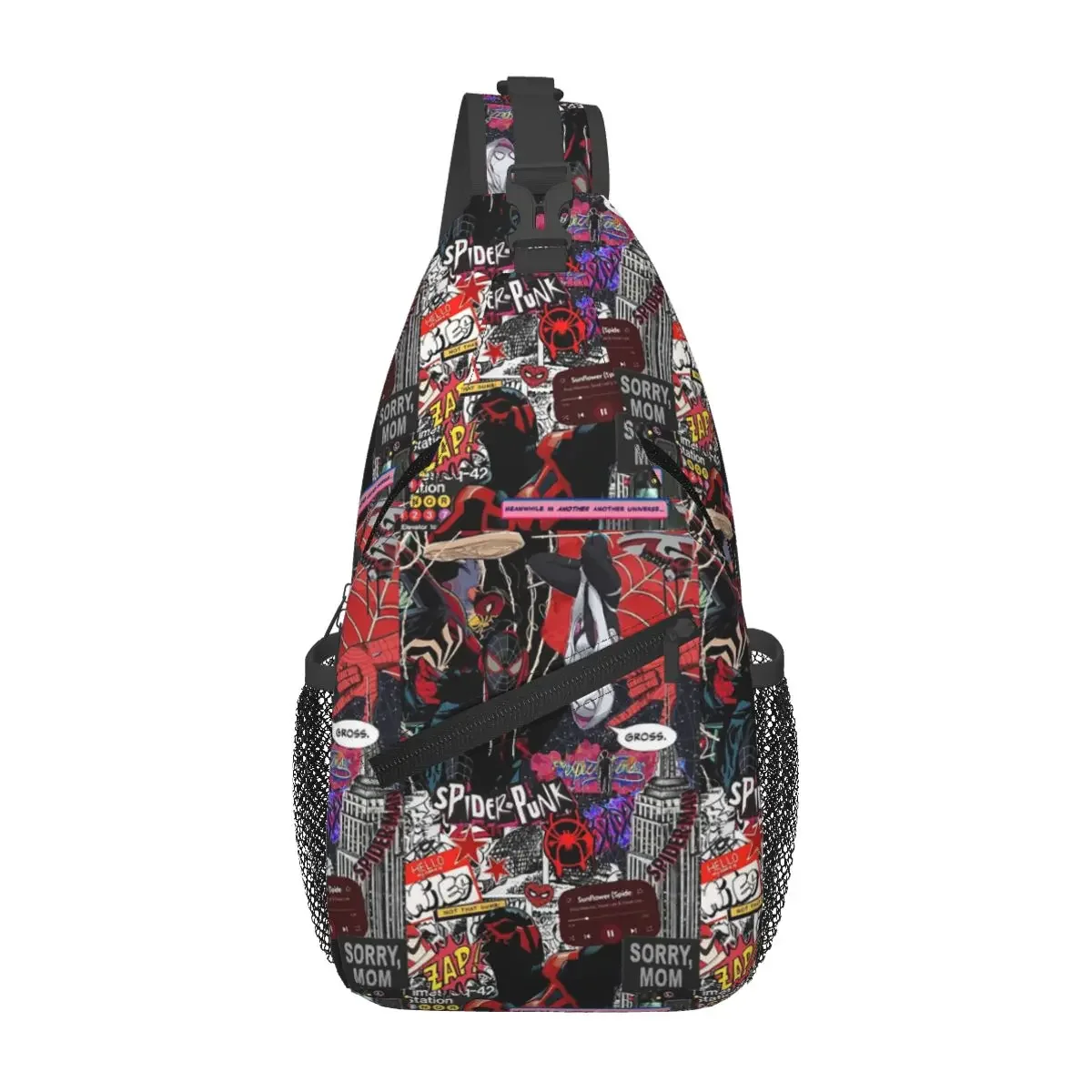 Spider Miles Morales Chest Bag Men Sling Crossbody Backpack Chest Bag Traveling Hiking Daypack Shoulder Bag