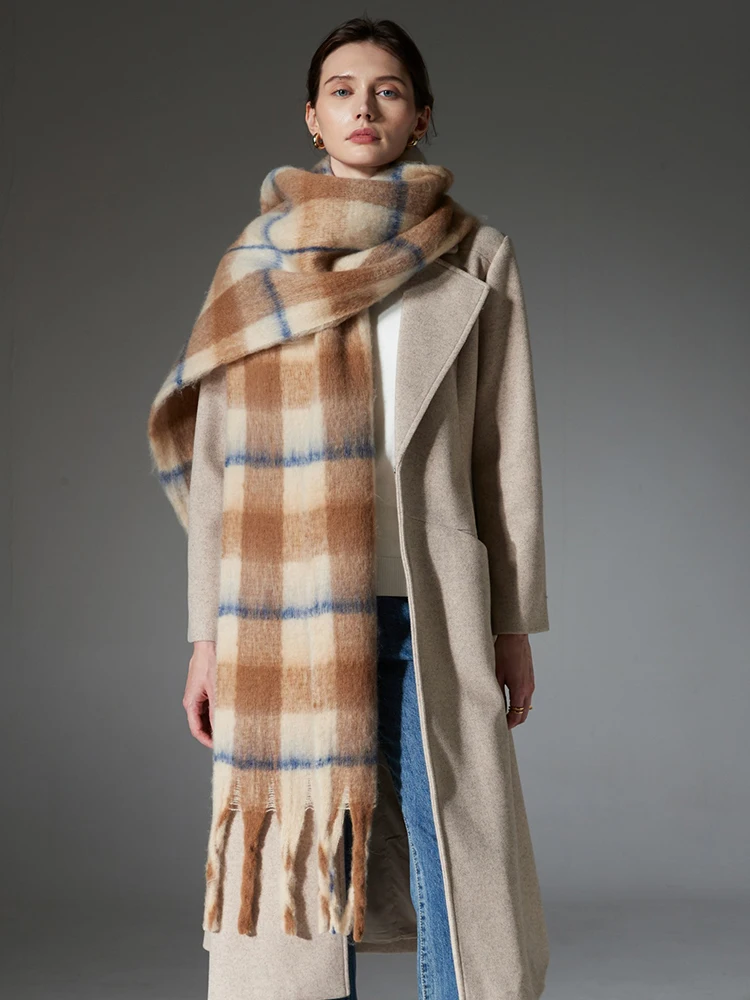 

Women Winter Knitted Scarf Headscarf Ladies Men Casual Plaid Tassel Warm Scarve Mujer Male Vintage Foulard Thick Wrap Shawl New