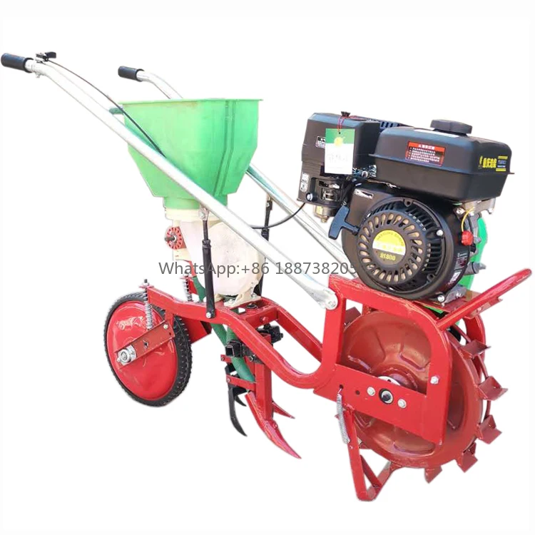 Gasoline engine driven self-propelled corn seeder Integrated weeding  fertilization and sowing machine Chain track trencher