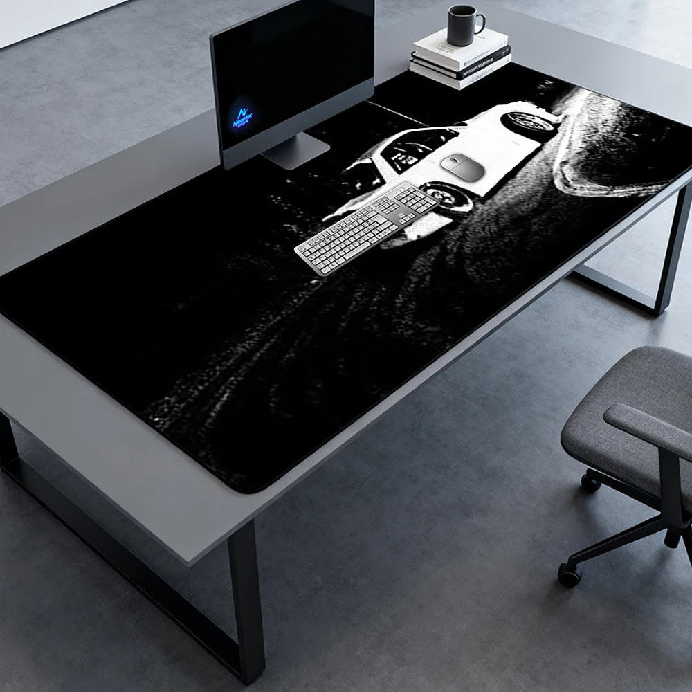 Monochrome Desk Pad Deskmat White Car 1400x600 Gaming Drift Full Mousepad Rubber Nonslip Room Decor Desktop Mat