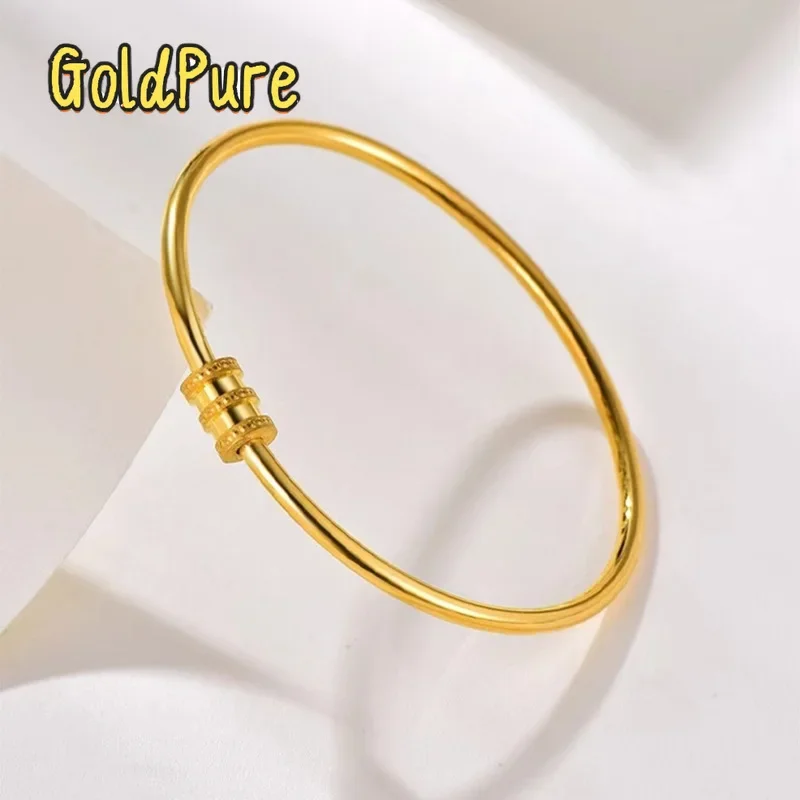 

Золотой браслет Goldpure 9999 24K из настоящего золота, тонкий, 2,8 мм, женский, с регулируемой застежкой, простой, в виде кольца.
