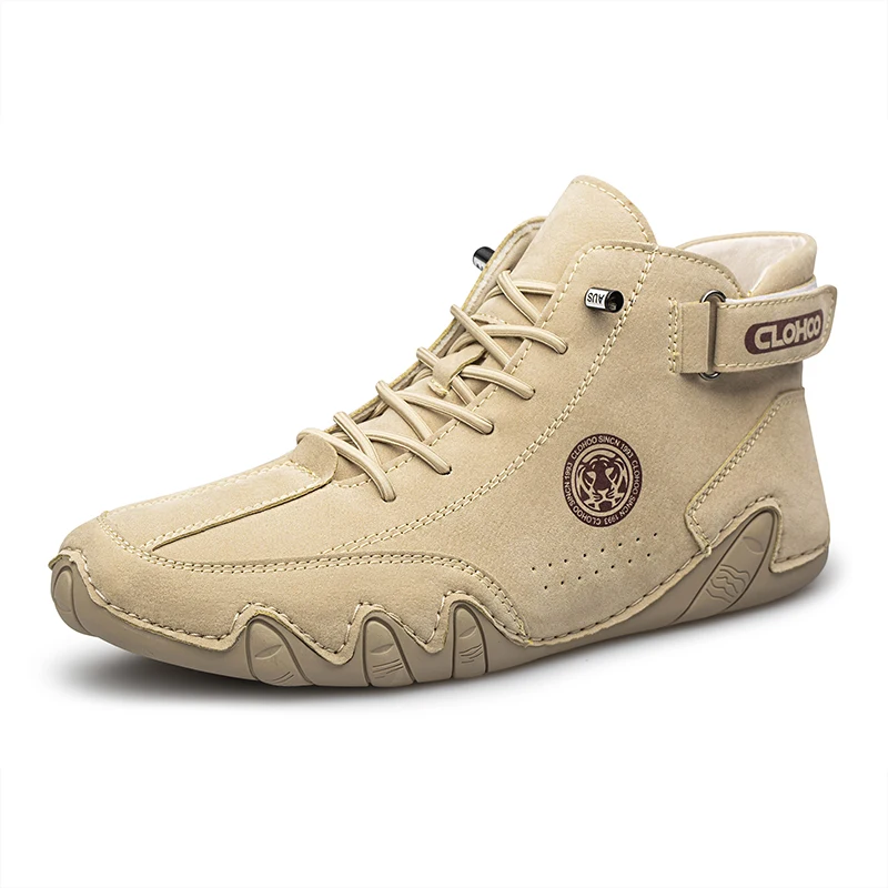 CLOHOO Handgenaaide Octopus Design Korte herenlaarzen Hoge leren rijlaarzen Stijlvolle herenschoenen