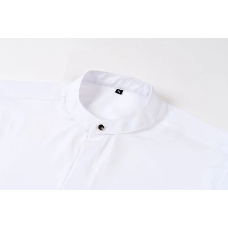 Spring and Autumn Men's Retro Stand Collar Long Sleeve Shirt Stretch  Business Casual Shirt New Top