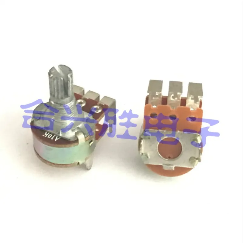 1 Piece 16 Type Rotary Potentiometer Single A10K Bent Foot Audio Amplifier Volume Potentiometer 3Pin Shaft Length 15MM