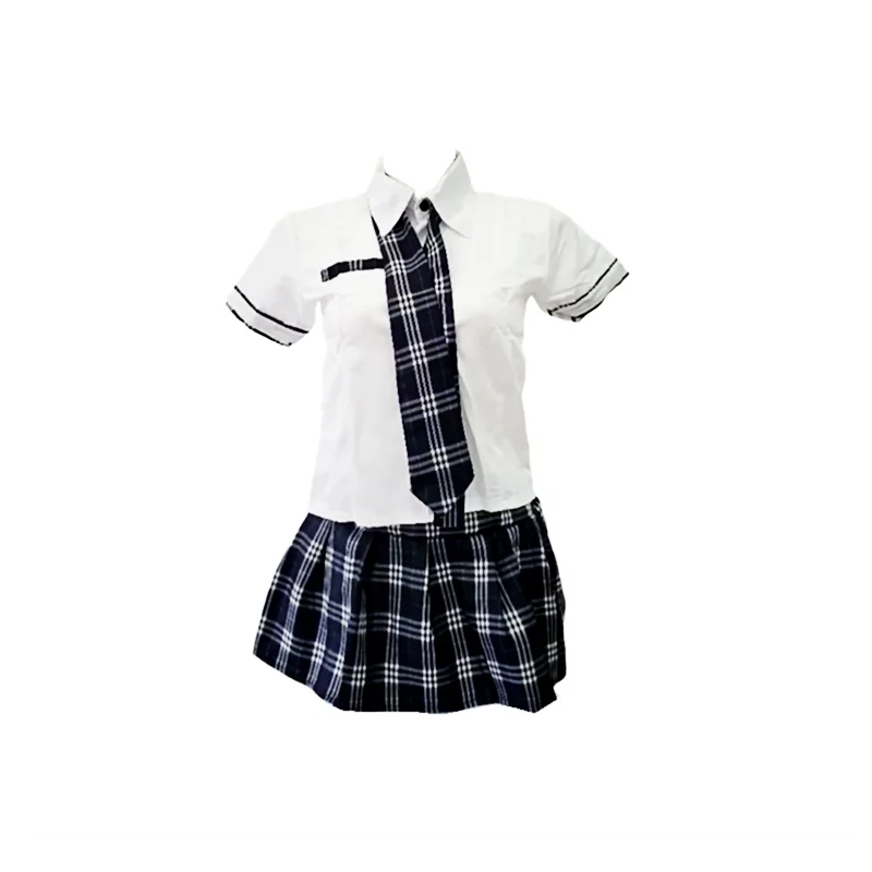 Woman Short Skirt Sets Bow White Shirt Plaid Pleated Skirts Fashion Two Piece Sets Lady Student Uniform