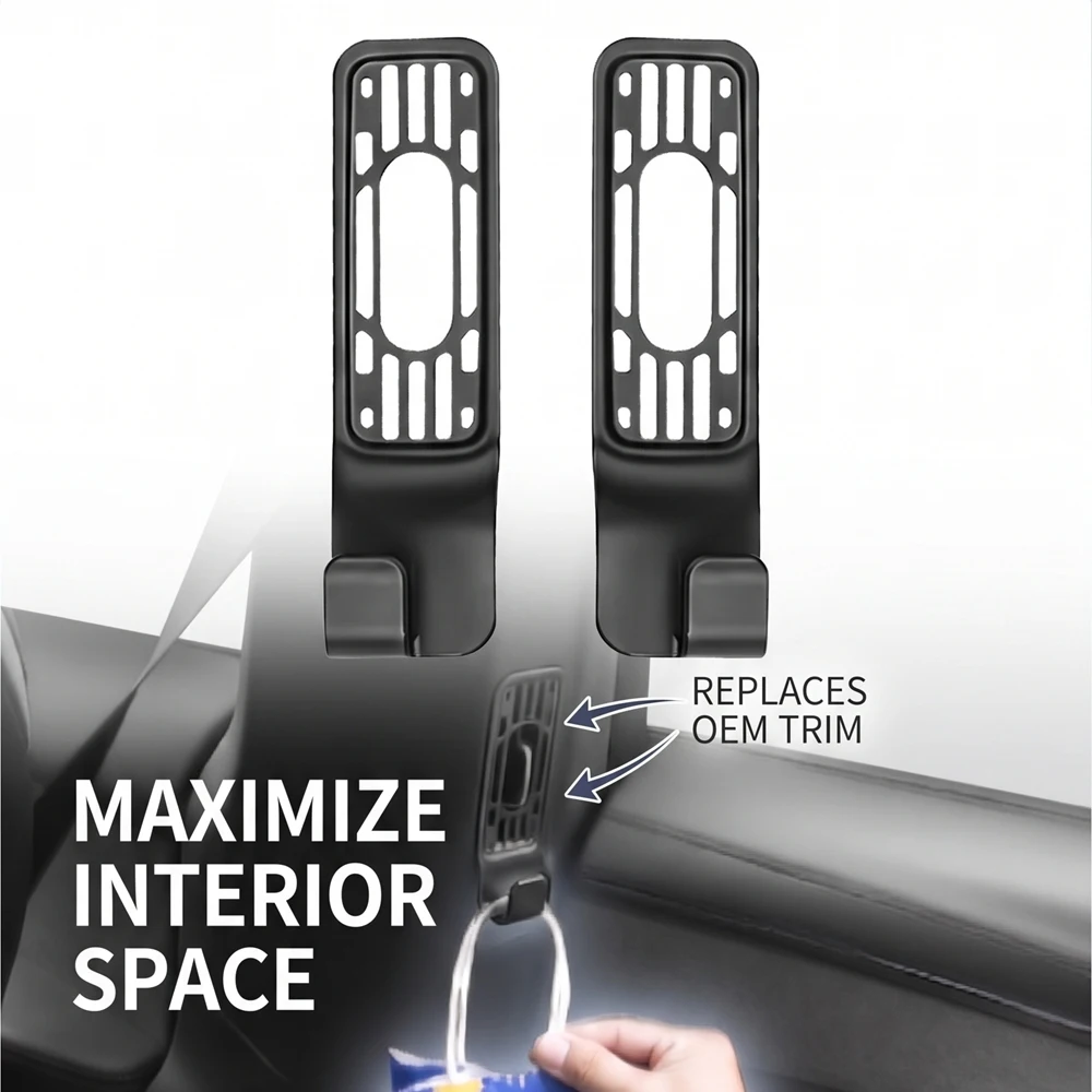 Für Tesla Model YL 2026 Zweite Reihe AC-Auslass-Haken LWB 6-Sitzer B-Säulen-Lüftungsauslass-Taschenhalter Ohne Bohren Innenraum-Organizer – Detail 7