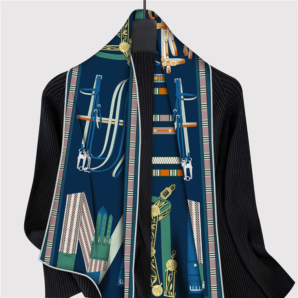 الفاخرة مصمم حك وشاح 150 سنتيمتر 40 شالات طويلة امرأة الأوشحة للرقبة إكسسوارات الشعر حزام حقيبة الديكور هدية الكريسماس #3