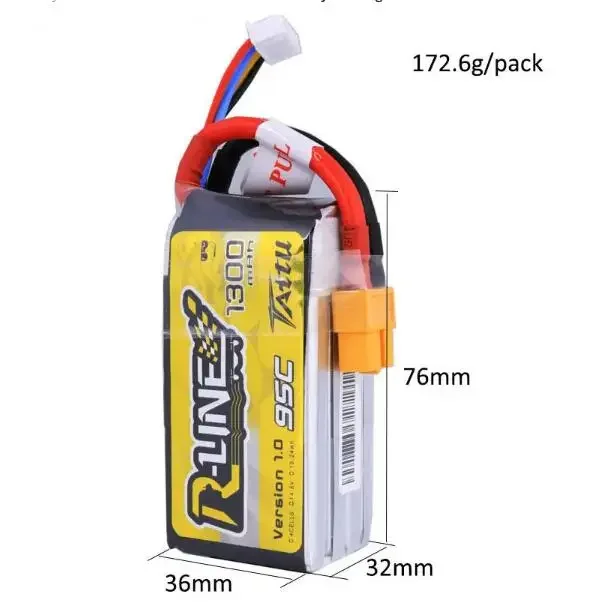 Tattu R-Line Version 1.0 14.8V 1300mAh 95C 4S XT60 Plug Lipo Battery/Square Li-po  for RC Car Boat Truck Heli Airplane Drone