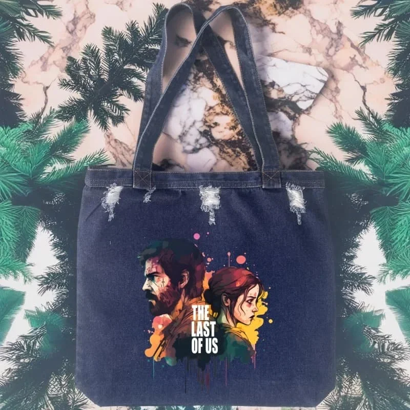 

I Love Ellie Williams Unisex Denim Tote Handbags Large Capacity Lightweight Satchel Versatile Casual Shopping Underarm Bags