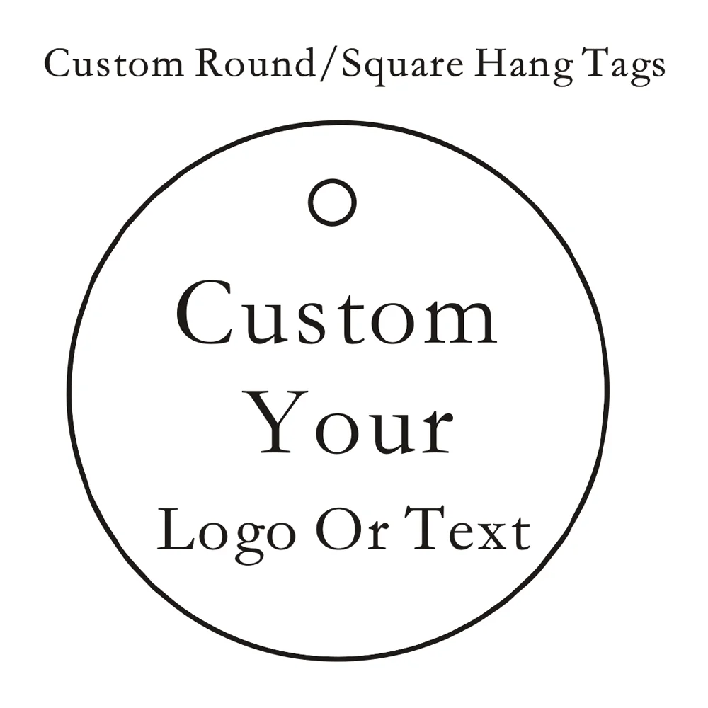 Custom LOGO Round or Square Hang Tags, Clothing, Brand, Fashion, Label, Accessories, Free design Various Sizes and Styles