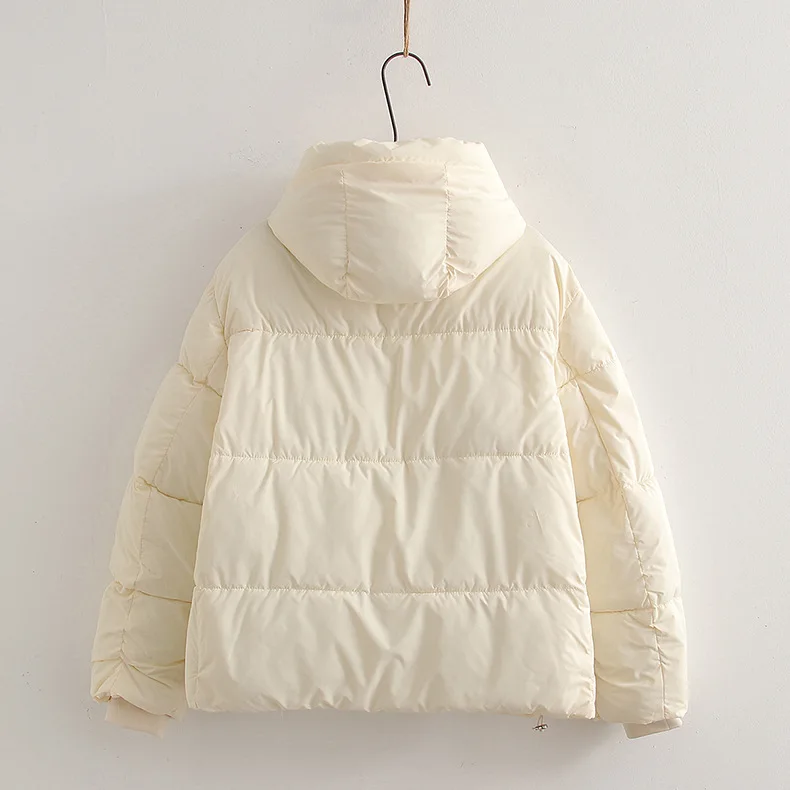 [مخزون جاهز] سترة نسائية شتوية سميكة ودافئة عالية الجودة من القطن سترات نسائية بأكمام مستديرة وقلنسوة وسترات صغيرة سميكة