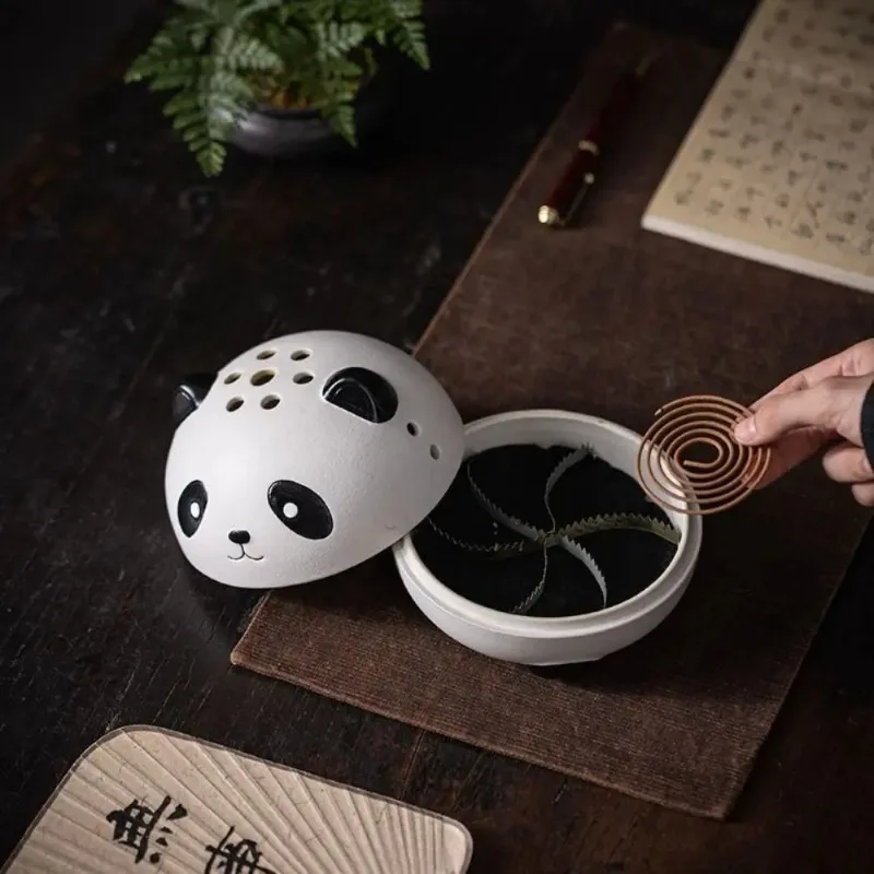 New Panda Mosquito Incense Rack Ceramic Anti Scalding Mosquito Coil Holder Portable Sandalwood Incense Burner