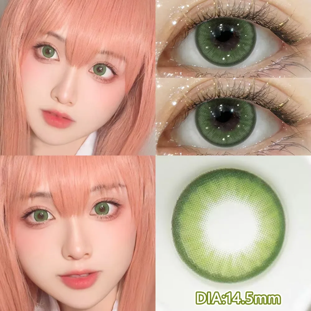 OVOLOOK-2PCS Newest Cosplay Series Colored Contact Lenses for Eyes Halloween Cosmetics Pupils Eye Color Lenses Myopia Green Lens