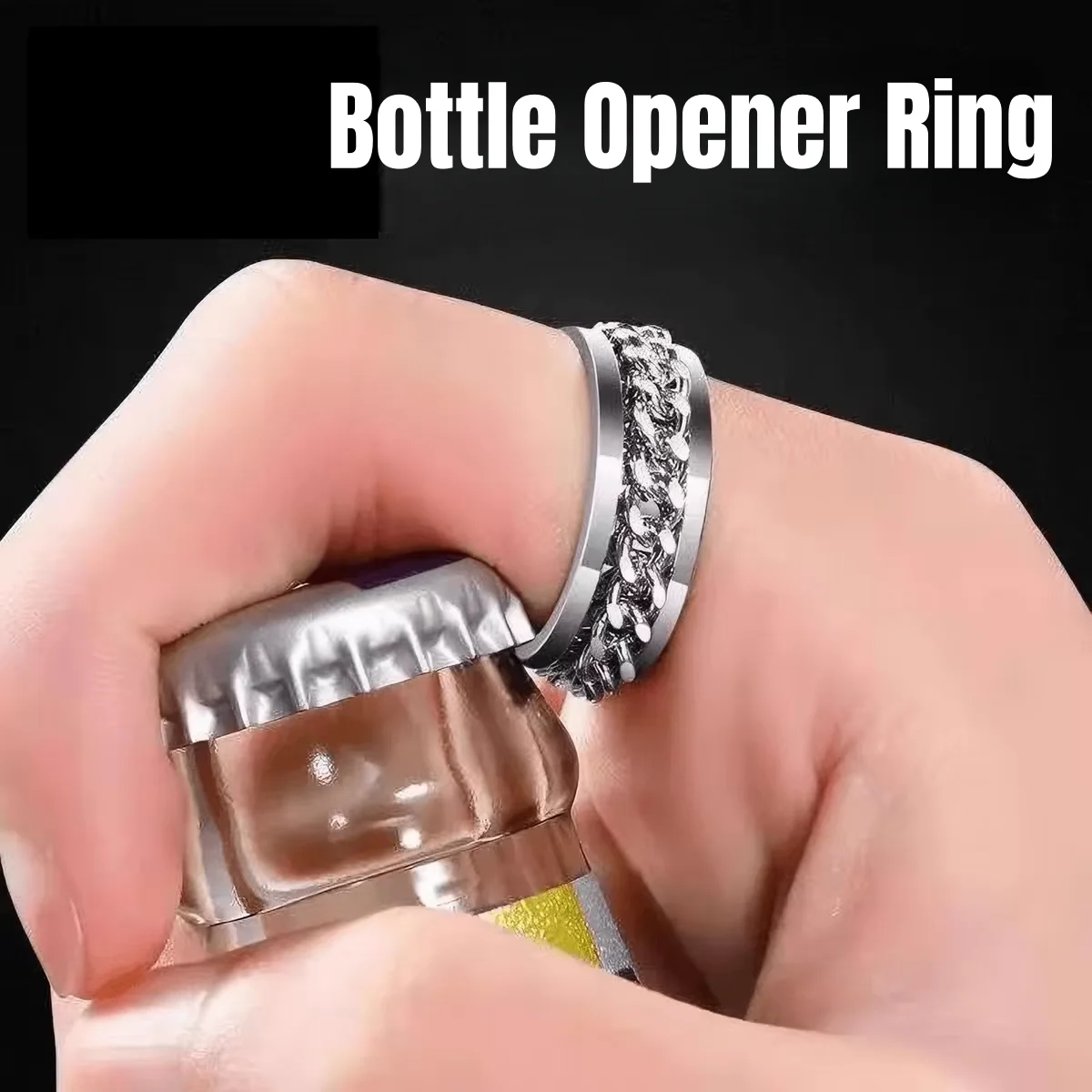 Personalized Ring Bottle Opener, Ring Bottle Opener, Rotatable Pressure Reducing Chain Titanium Steel Ring, Jewelry