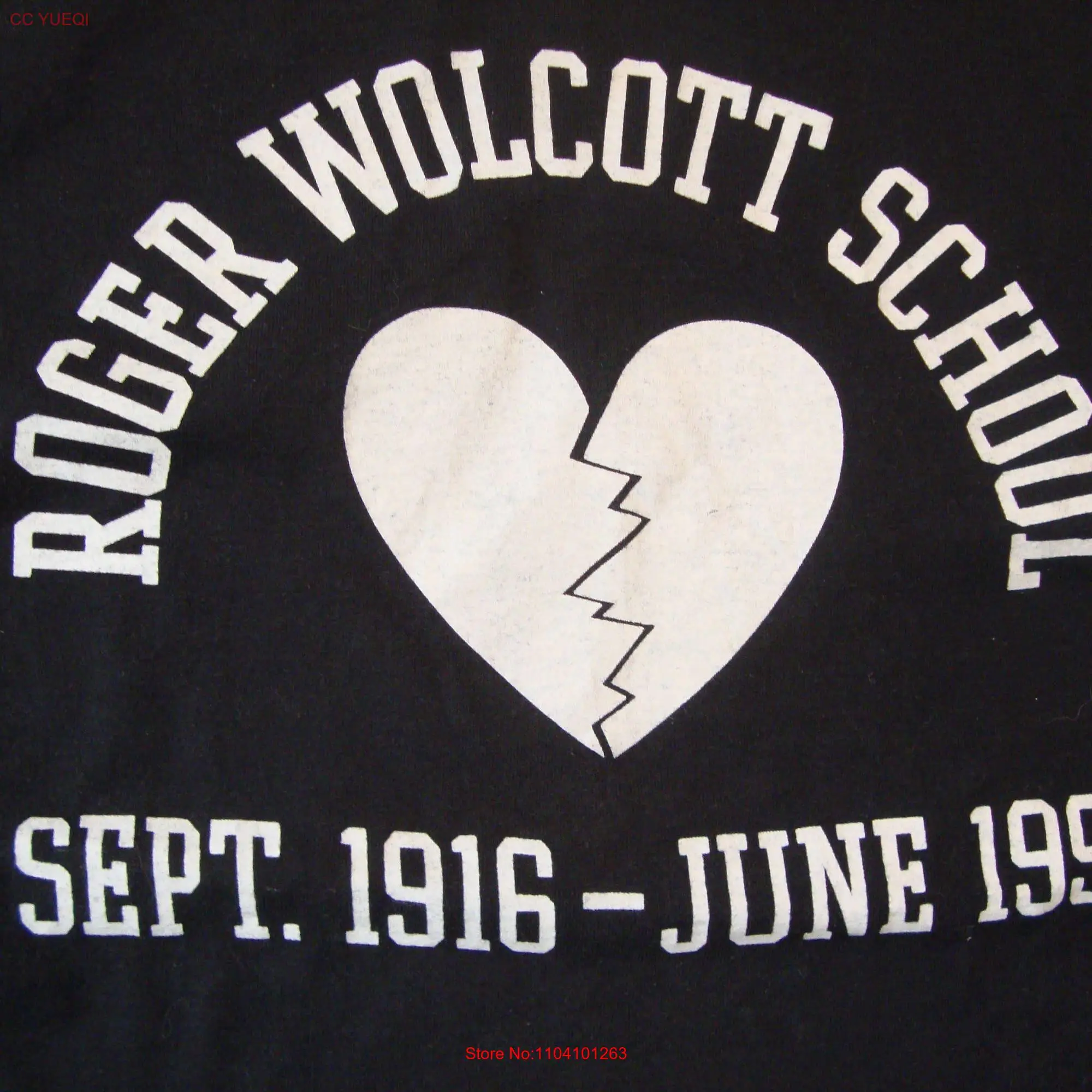 Vtg 90's Roger Wolcott School Sept 1916 June 1991 Black T Shirt Size XL long or short sleeves