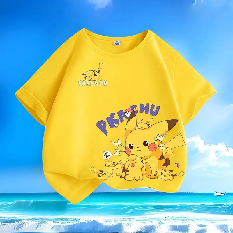 

Cartoon Summer New Boys and Girls Children Short-sleeved T-shirt Pure Cotton Round Neck Versatile Casual Trendy Soft Loose Top