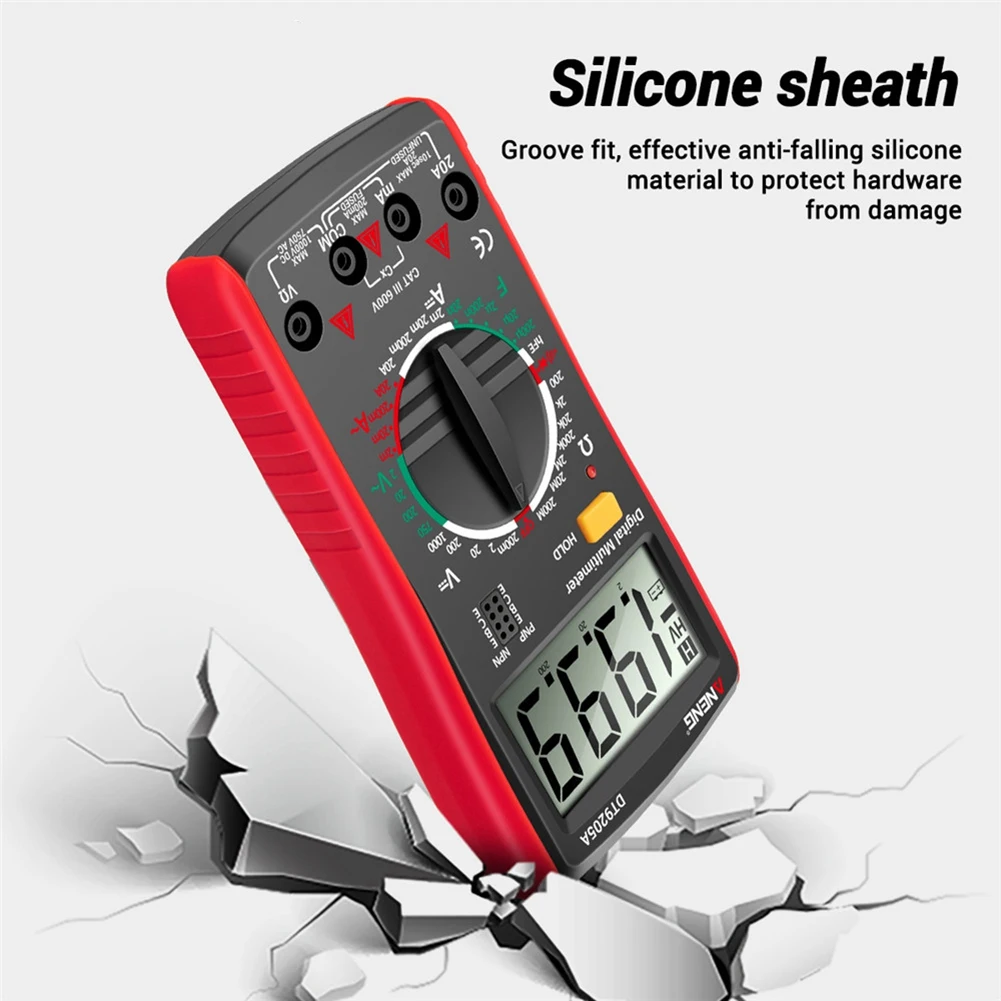 ANENG-DT9205Aデジタルマルチメータ、ac/DCトランジスタテスター、電気ncvテストメーター、プロアナログ自動範囲赤