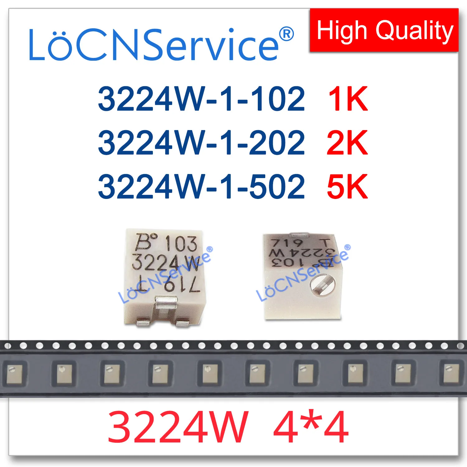 

60PCS 250PCS 100% Origin BOURNS 3224W 4*4 1K 2K 5K High Quality Trimming Potentiometer 3224W-1-102E 3224W-1-202E 3224W-1-502E