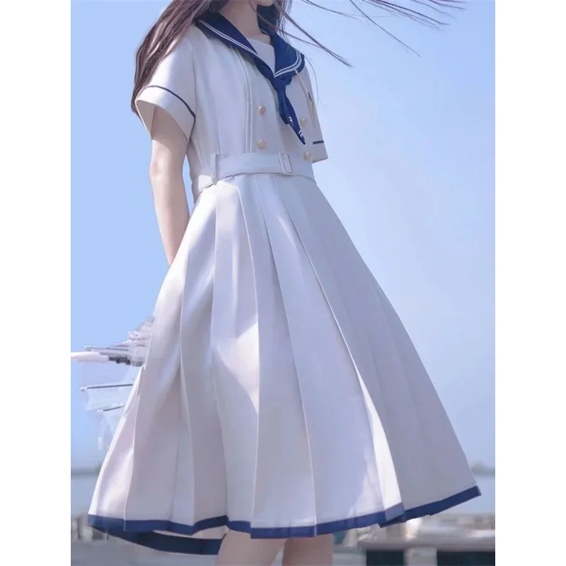 

2025 Japanese Academic Style Lolita Dress for Women, Soft Outfit with Navy Collar, Kawaii, Educational, Cute, New Collection