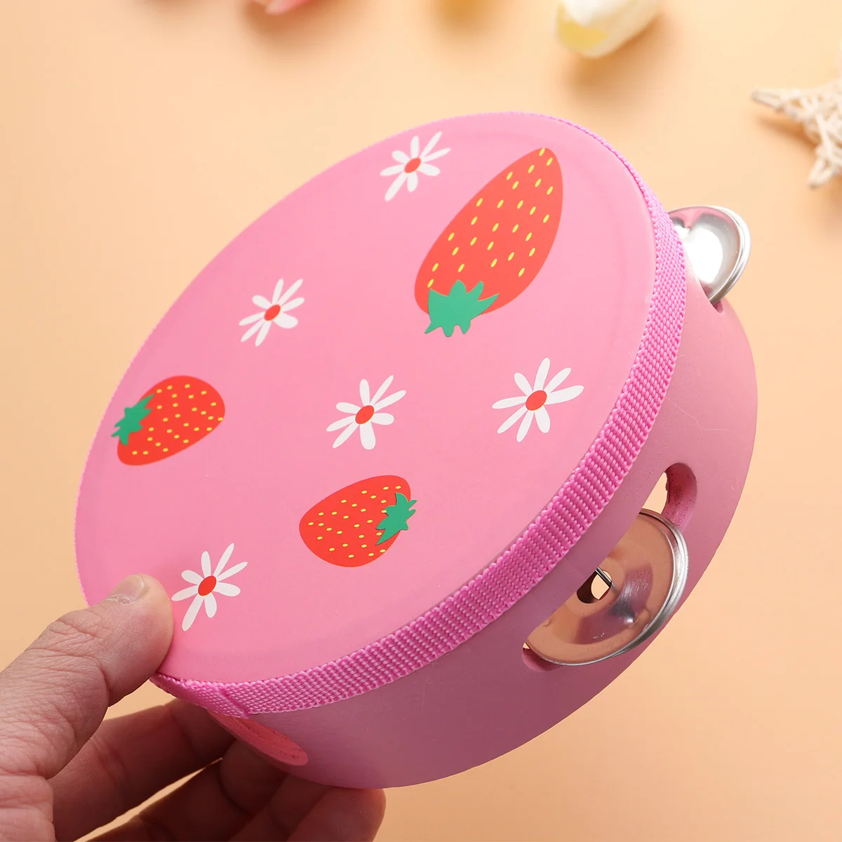 

Kids Tambourine 15cm Diameter Wood Construction Musical Toys Hand Drum Instrument Child Percussion Section Educational Toy