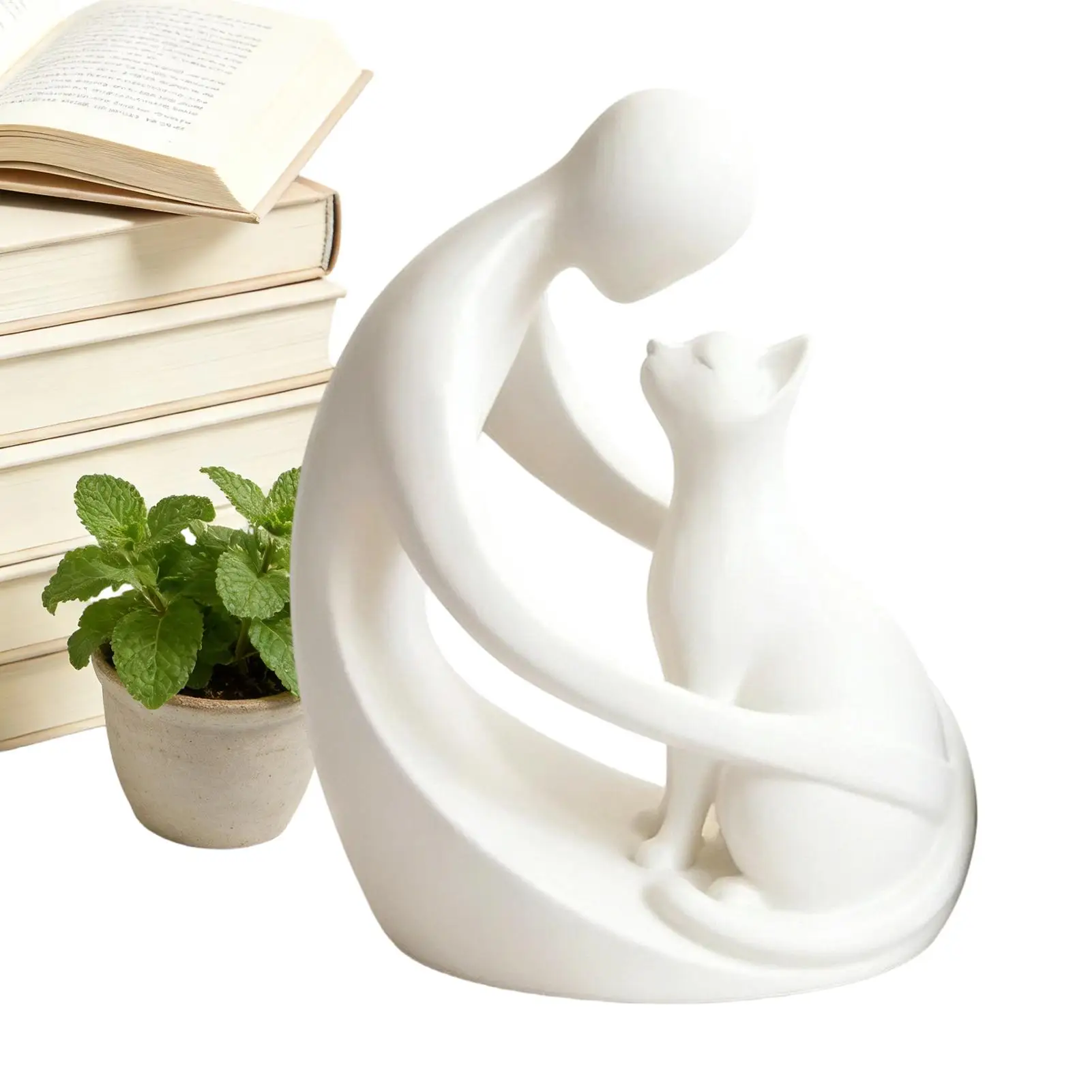 Cat sculpture home decor, a statue symbolizing the friendship between humans and cats, a desktop ornament for cat lovers