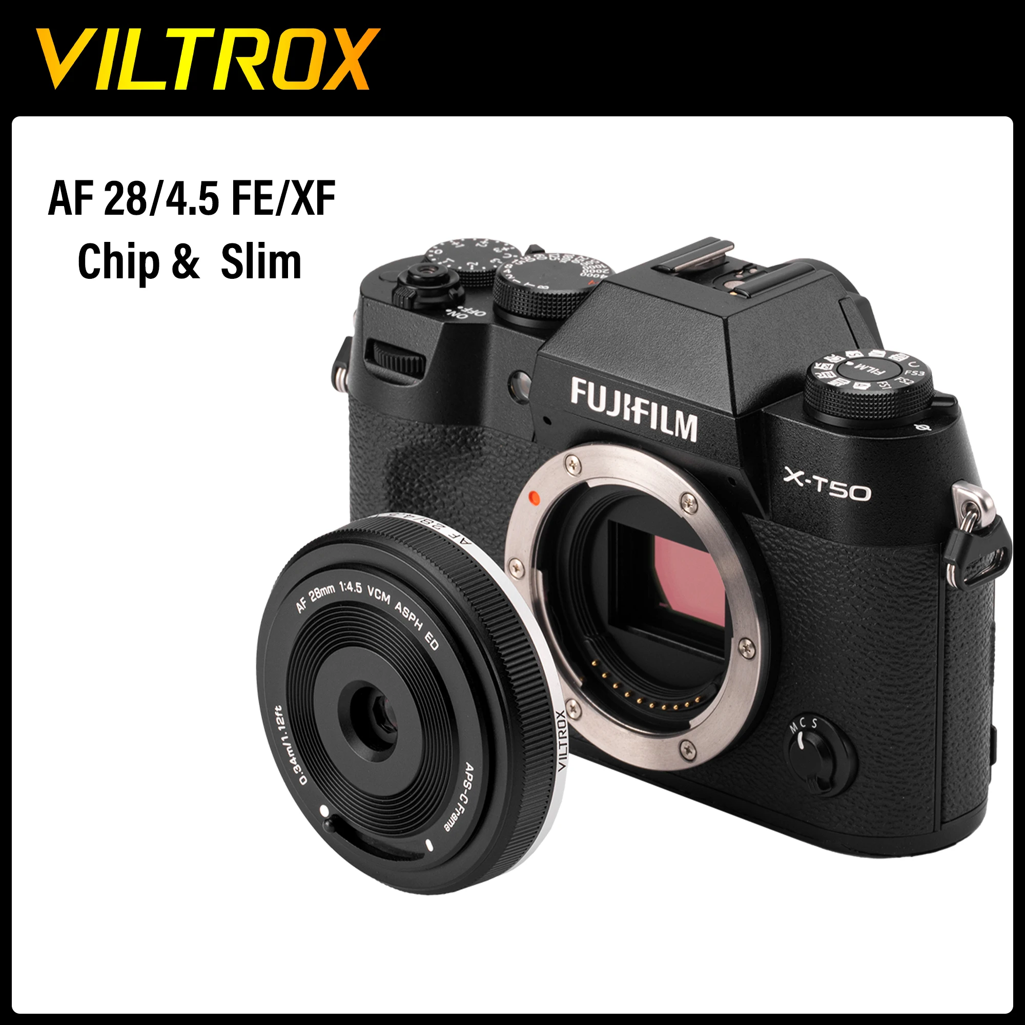 

VILTROX AF 28mm F4.5 Chip Autofocus Full Frame Camera Lens Retro Slim For Fujifilm X Sony E Nikon Z Mount