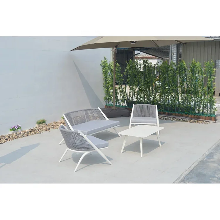 

Наборы алюминиевых стульев, садовая мебель из ротанга, диван для отдыха, набор веревочных мебели, плетеная веревка на открытом воздухе