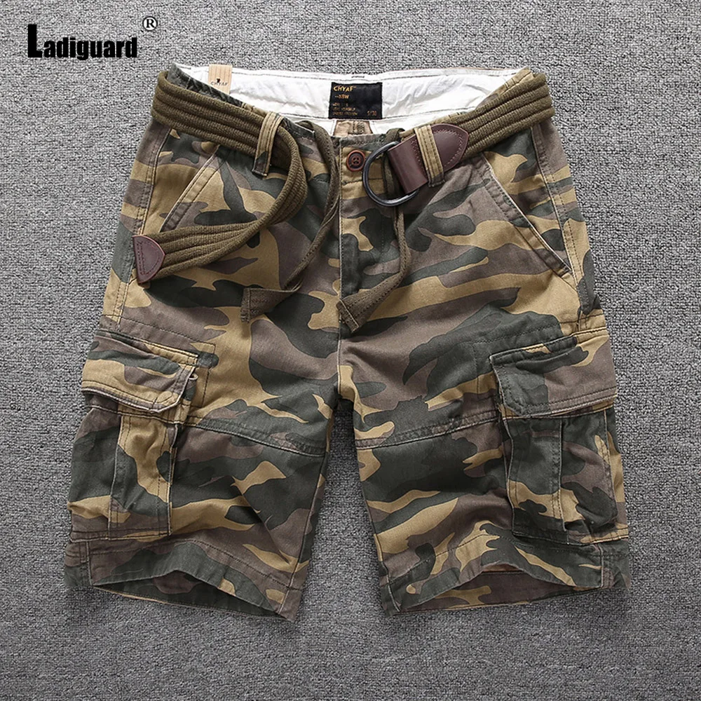 2024 High Quality Plus Size Mens Fashion Zipper Pockets Cargo Shorts Men's Knee-Length Pants Outdoor Camouflage Basic Shorts New