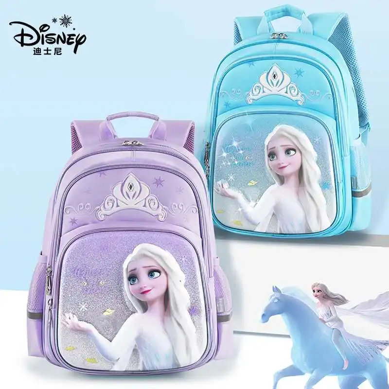 Sac à Dos observateur de Grande Capacité pour Fille, Elsa Anna, la Reine des Neiges Disney, pour Élève du Primaire de 1ère à la 3ème Année