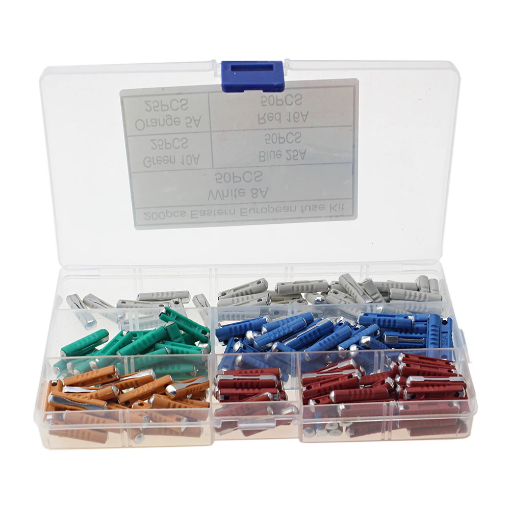 200 Pcs Continental Car Fuses Type For Vintage Classic Cars European Bar Torpedo Fuse Set 5/8/10/16/25AMP