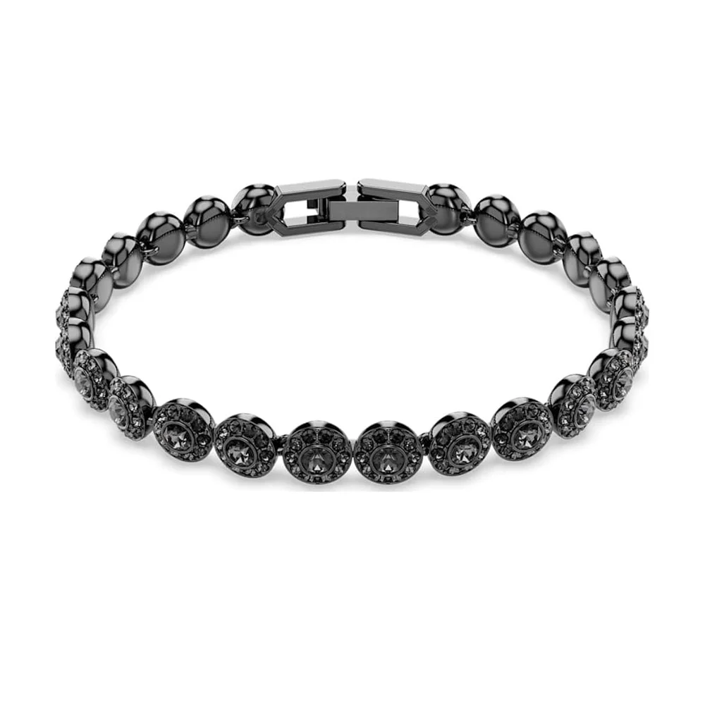 

Браслет с кристаллами черного оттенка и бусинами в форме ореола