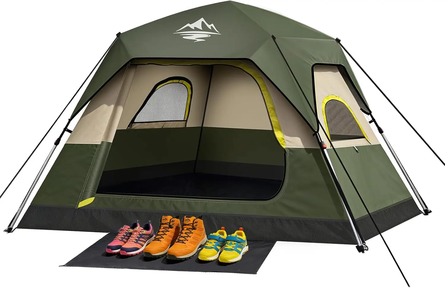 Camping Tent 2/3/4 Person Instant Pop Up Tents for Camping - 40s Automatic Easy Setup Tent with Rainfly, Double-Layer