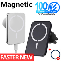 100W Magnetic Wireless Car Charger Air Vent Clip Phone Holder For Magsafe iPhone 16 15 14 13 12 Pro Max Fast Car Charging Stand
