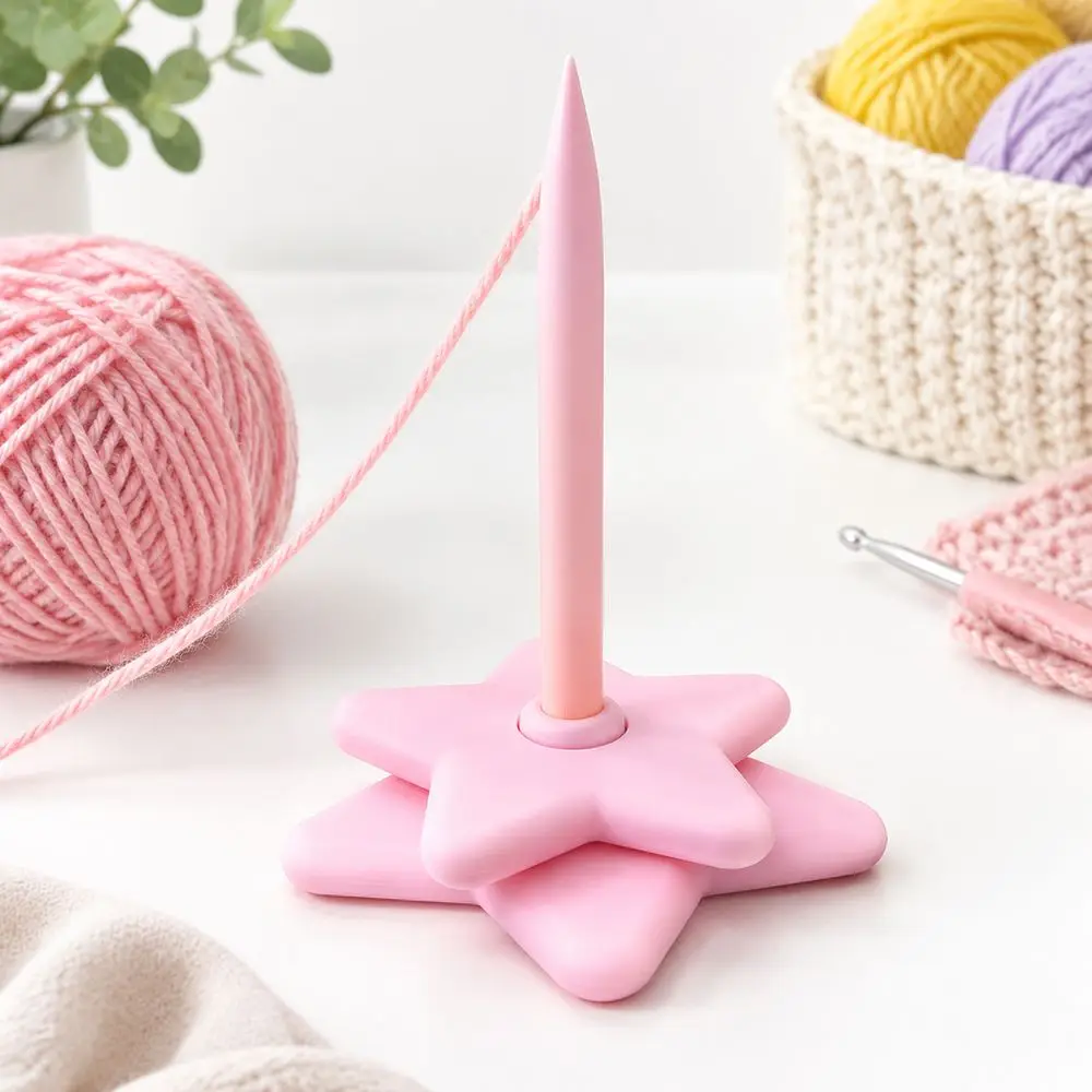 3D Printed Portable Wrist Yarn Holder Star Shaped Elevated Yarn Spinner Ball Dispenser Anti-slip Base Wool Ball Winder