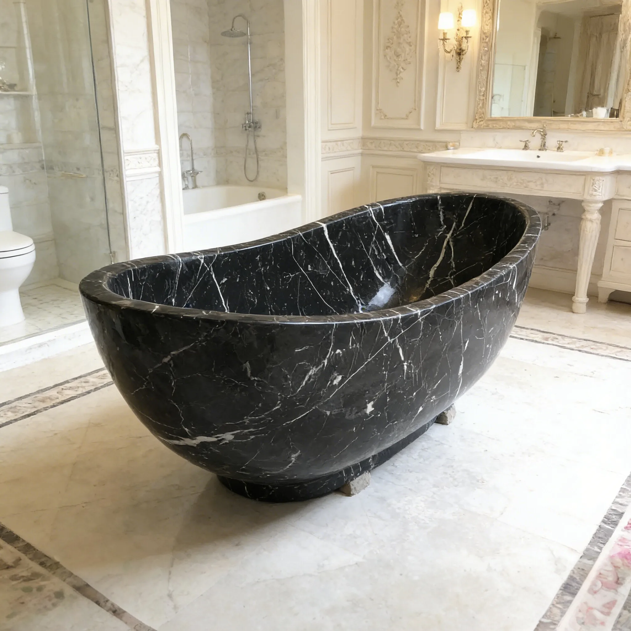 Luxury Stone Baths,Custom Modern High Quality Marble  standing Bathtub Soaking Indoor Bathroom Use Eco-Friendly 5-Year Warran