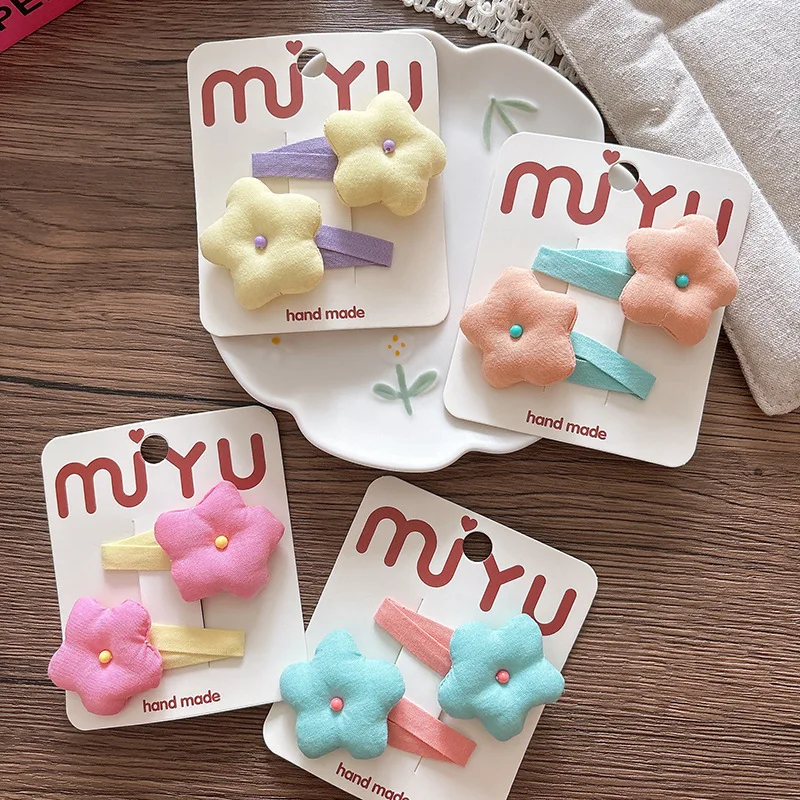 

Baby Hair Clips Non-Slip 2PCS Pastel Star Barrettes 3D Puffy Korean Style for Toddler Girls
