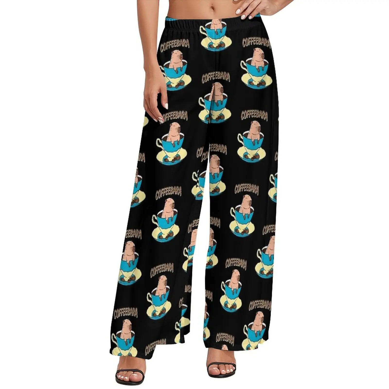 

Capybara Straight Pants Funny Animal Print Sexy Wide Leg Pants Female Big Size Streetwear Printed Trousers