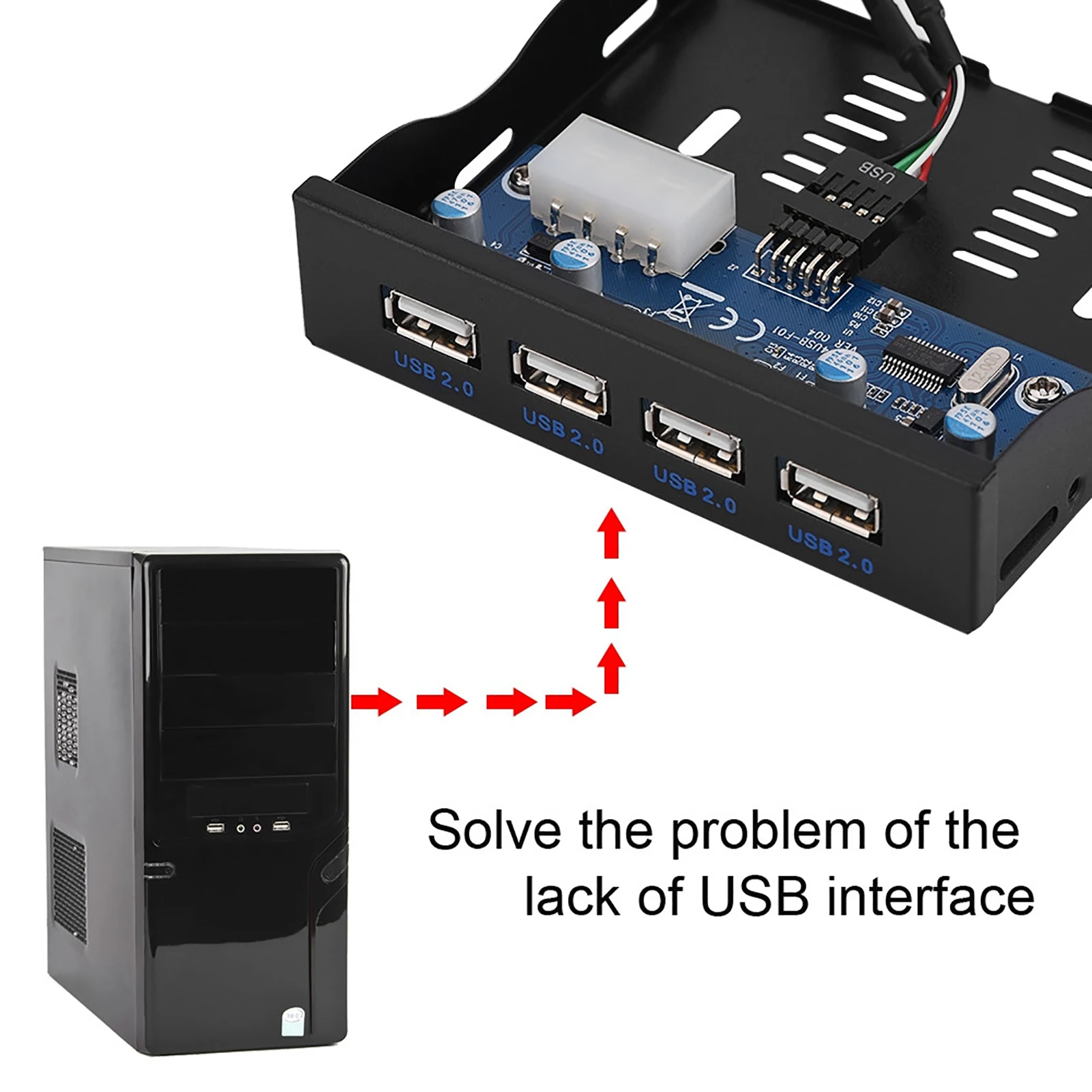 USB2.0 Floppy Front Panel 3.5'' Floppy Bay 9 Pin to 4 Interface USB 2.0 HUB