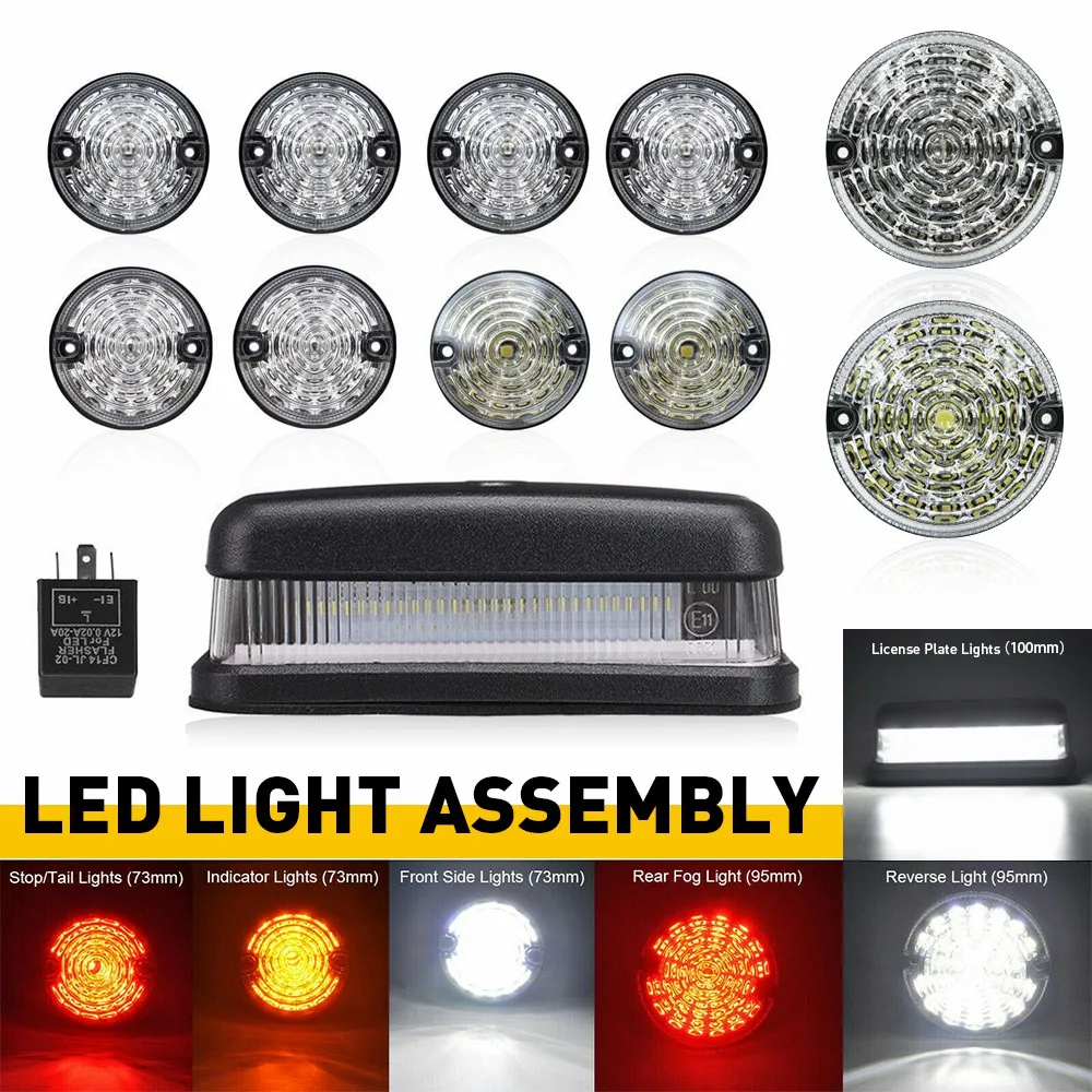 11Pcs/set For Land Rover Defender Lamp Light Kit Colorful Lens LED Update Complete Front Rear Indicator Light Tail Lmap Fog