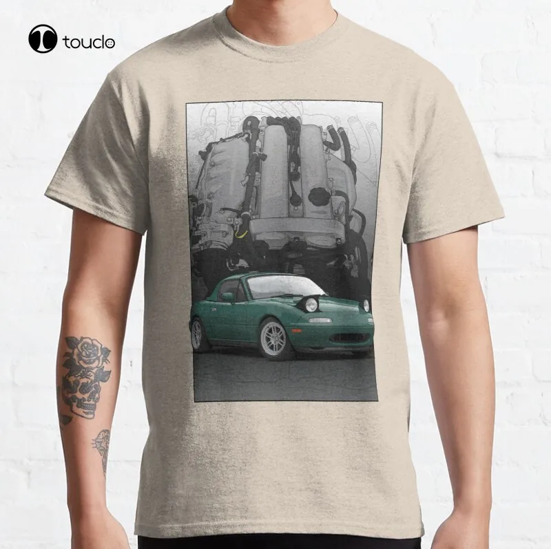 

Mx5 / Miata Na Mk1 Illustration With Bp18 Engine Miata Roadster Eunos Mx 5 Classic T-Shirt Cotton Tee Shirt Women Shirts Xs-5Xl