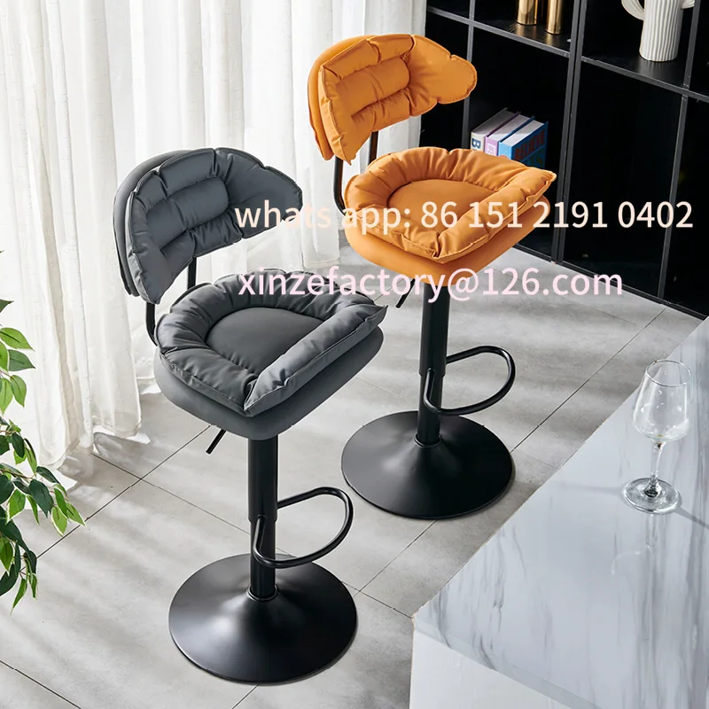 

Customizable Bar Chair High Stool Lifting Backrest Light Luxury Household Rotating Chair